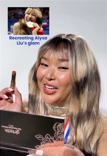 @Celestine Pearl recreating Olympic Gold Medalist Alysa Liu’s glam⛸️🥇💙 @Chica Beauty @Girlactik Beauty @Benefit Cosmetics @Moonslice Beauty @bareMinerals #alysaliu #glam #makeup