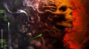 Abstract Horror Art with Surreal Skull and Eerie Faces