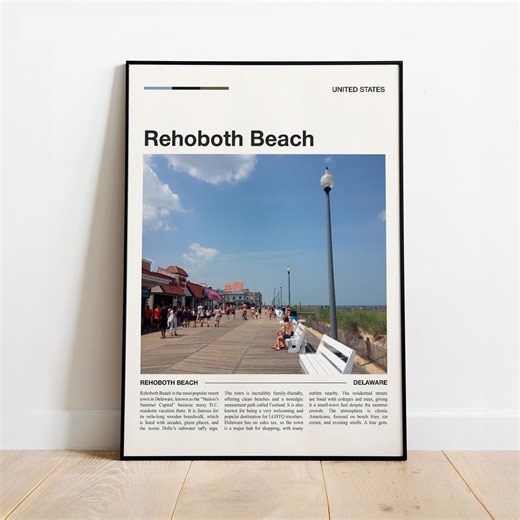 Rehoboth Beach United States Travel Poster - Delaware Art - Etsy