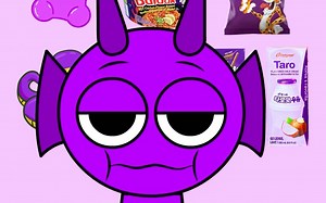 sprunki节奏盒子小紫龙吃美食