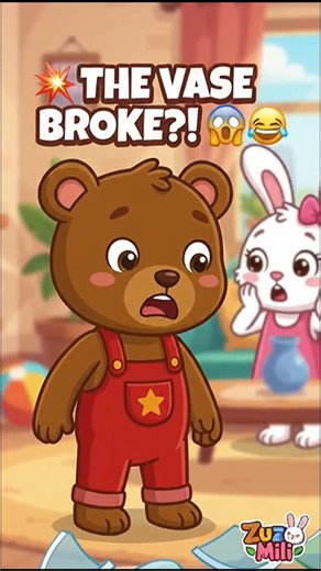 🫵 Zuzu Learns Honesty is Brave.💪💪The Broken Vase Secret! 🏺🐻🐰 |#kids Moral story @zuzuMili