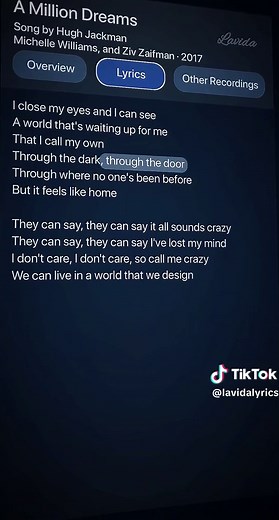 A Million Dreams Lyrics - Hugh Jackman
