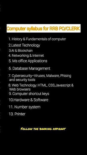 Computer Awareness for RRB PO/Clerk – Full Syllabus 2025 #bankexam #rrbpo2025 #computer