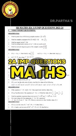 Success Group of Institutions | 2A IMP QUESTIONS MATHS. . . . . . . #success #junior #exams #maths #2A #google #college | Instagram