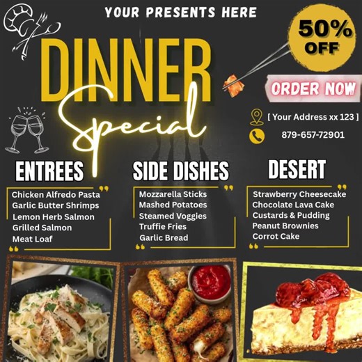 Restaurant Dinner Menu | Printable Menu | Special Menu for Dinner | Canva Template | Instant Download - Etsy