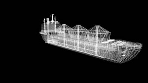 Oil tanker ship wire model isolated on white. loop. My own design