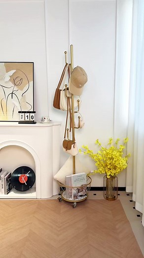 Portable Coat Rack with Basket for Entryway Storage