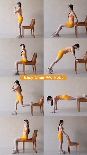 📌 Quick Chair Workout 🪑 This simple chair workout targets your whole body using just your bodyweight and a sturdy chair. Great for beginners, or anyone looking for a low-impact routine you can do at home! save & try! . 📲 Join our fitness app : www.squatcouple.app | SquatCouple