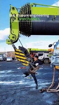 Why Do Crane Drivers Kick The Hook First? #crane#construction#engineering#heavywork#physics