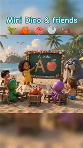 beach school 🌊 mini Dino & friends #shorts