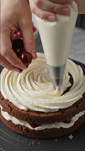Black Forest Cake 🍒🍫 | Ultra Moist Chocolate Cake with Cherry Filling & Chocolate Shavings #viral