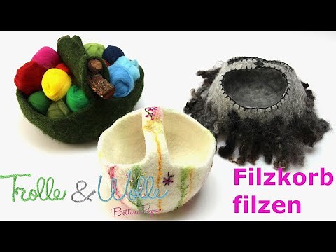 Filzanleitung: gefilzter Korb - Filzkorb - wetfelting - www.trolle-und-wolle