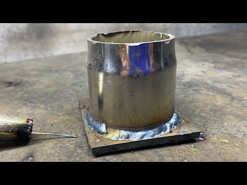 Simple way to Weld a Stainless Steel Pipe to a Steel plate DIY! MIG Welding