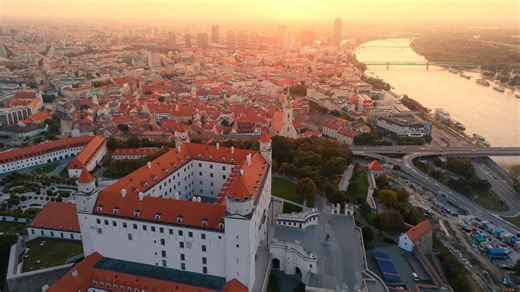 Drone views of Bratislava: Castles, bridges, and the Danube - Worldwide