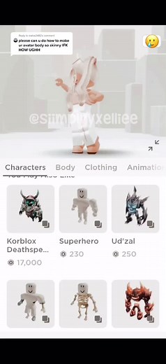 Reply to @malva2482 here’s how you get a skinny body || tags~ #roblox 💞 #skinnybody 🕊 #robloxtutorial 🌸 #fyp 🐚 #avatartutorial 🤍 #preppy