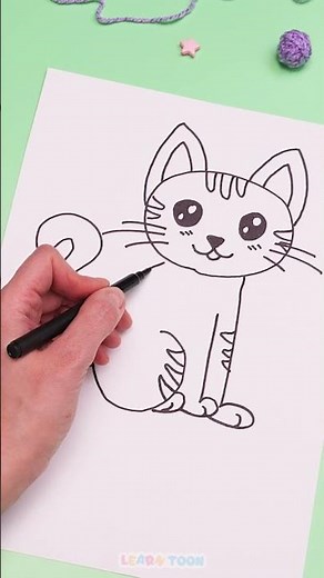 Wow! 😻 Let's Draw 🌸 A Cute Kitten 🐾 #drawing #kidsvideo