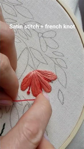 Bright spring floral embroidery ❤️💛💚 #embroidery #tutorial #diy #handmade #craft #art #flowers