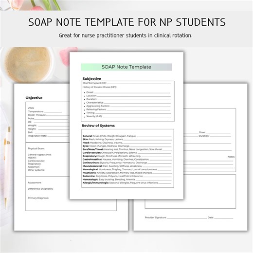 SOAP Note Template for Nurses, Nurse Practitioners, Nursing Students, and NP Students for Print or Use on a Tablet in Clinical - Etsy Canada
