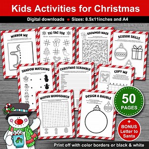 Christmas Activity Pages Bundle for Kids. 50 Printable Christmas Activities for Classroom Parties, School and Home During the Holiday Season - Etsy