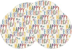 XCHI Colorful Happy Birthday Round Placemats Set of 4 Table Mats Table Decorations 14x14 Inch