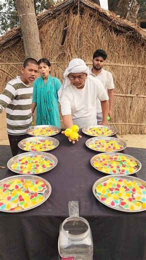 Who roll first plastic ball in dibba and take triple plate jelly challenge #funny #short #video