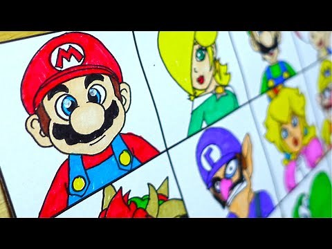 Drawing Super Mario Characters : Mario Luigi Toad Bowser Princess