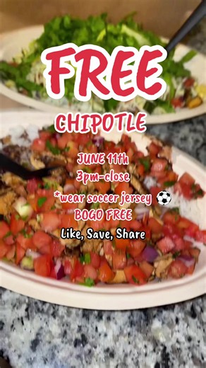 Chipotle Free BOGO Entrée June 11 — How to Get Free Chipotle (3pm–Close)