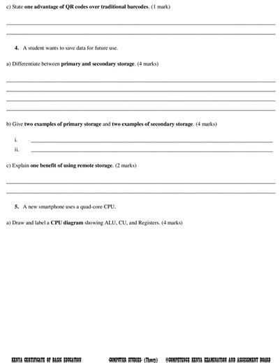 Grade 10 Computer Studies End of Term 1 2026 Exam