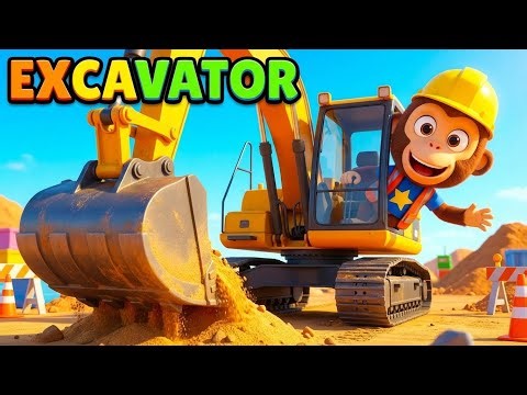Excavator Song 🚜 The Digger Video for Kids | Construction Vehicles