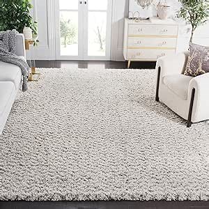 SAFAVIEH Area Rug 8x10 - Hudson Shag Collection - Large - Ivory & Grey, Chevron Pattern, Non-Shedding & Easy Cleaning, Ultra Plush Thick Pile, Ideal for Living Room, Bedroom, Dining Space (SGH330A)