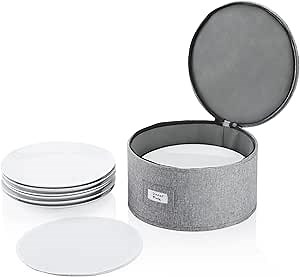 China Storage Container for Dinner Plate - Fit plates up to 11.5" W - Includes 12 Thick Felt Dividers. Hard Shell and Stackable with Padded Interior
