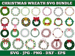 Christmas Wreath SVG Bundle: Floral Letters, Frame Designs (instant Download) - Etsy