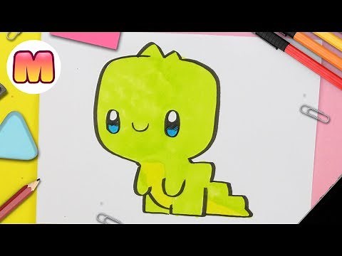 How to Draw a Kawaii Dinosaur for Kids | Step-by-Step Dinosaur Drawing