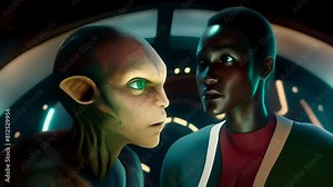 A man is talking to an alien Stock Video