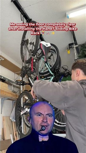Me seeing the floor completely clear after installing the HandT Sliding Bike Rack 😭