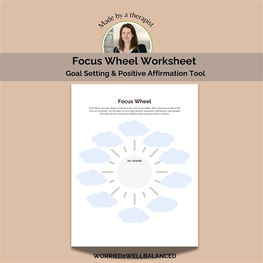 Focus Wheel Worksheet Goal Setting Affirmations Positive Thinking Manifestation Dream Planning Therapy Resource Printable Visualization PDF - Etsy