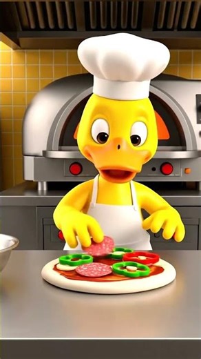 TeTe the Chef! Cute Duck Makes a Funny Pizza in the Kitchen | Adorable 3D Animation #cartoon