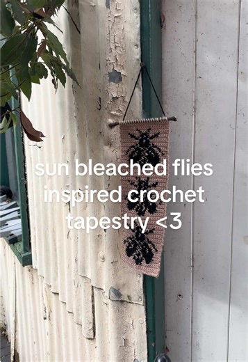 quick mini tapestry bc i love the fly motif so much #ethelcain #tapestrycrochet #crochet #fibrearts #tapestry