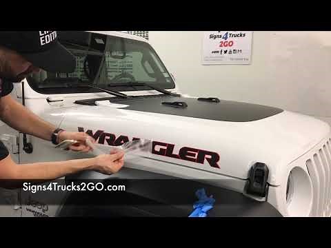Decal Installation jeep wrangler JL JK TJ hood name vinyl Signs4trucks2go Video n21