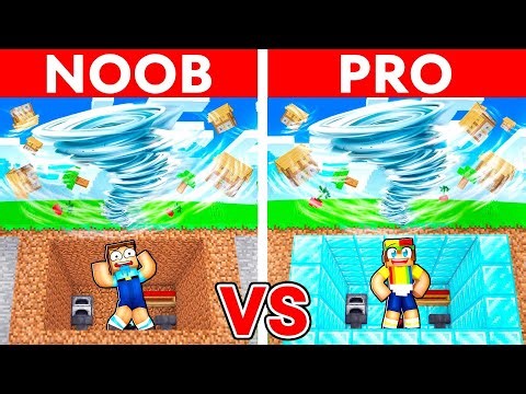NOOB vs PRO: TORNADO BUNKER Build Challenge in Minecraft!