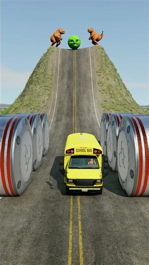 Colourful School Bus vs Hydraulic Crush - BeamNG.drive