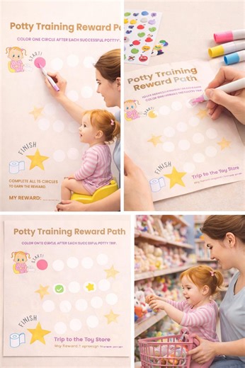 Toddler Potty Training Reward Chart | Progress Tracker (PDF Printable Set) - Etsy