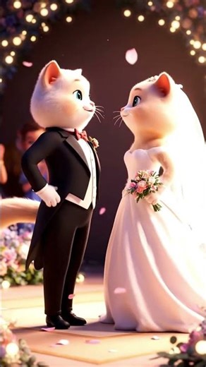 Wedding Cats Dance 💍😻 | Cute Bride & Groom Cartoon Animation Shorts #catshorts #cat #cute #funny