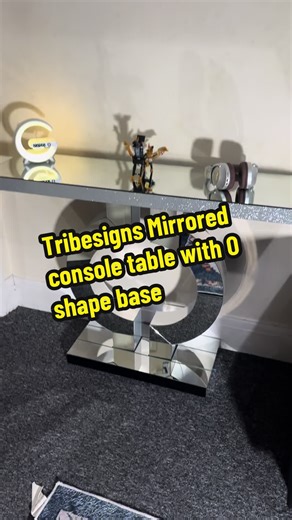 Tribesigns Mirrored Console Table with O Shape Base