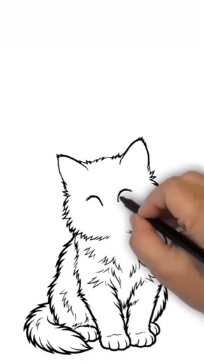 Satisfying Cat Drawing ✍️ | Cute Kitten Line Art 🐱#catdrawing #cutesketch #animaldrawing