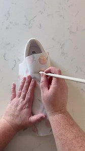 13K views · 693 reactions | Say goodbye to boring white shoes and hello to this fun orange fabric. Summer just got a whole lot brighter thanks to Beacon Adhesives Fabri-Tac glue! How to add fabric to shoes Trace and cut a pattern with your fabric Use Beacon Adhesive Fabri-Tac and a paint brush to evenly apply the fabric to your shoe Use a sharp Xacto knife to trim excess fabric Optional use waterproofing spray to protect the fabric of your shoes | Weekend Craft | Facebook