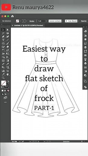 Flat sketch tutorial for beginners in Adobe illustrator #tutorials #frock #beginners #illustrator