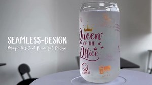 Onebttl Administrative Professional Day Gifts for Administrative Secretary, Assistant, Iced Color Changing 17oz Can Glass, School Secretary Gifts for Women - Queen of the Office