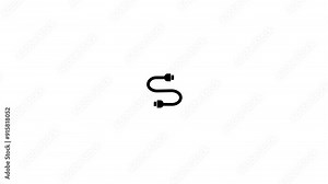Cable icon, electric power supply cable, electrical cord raster icon simple logotype animation background.