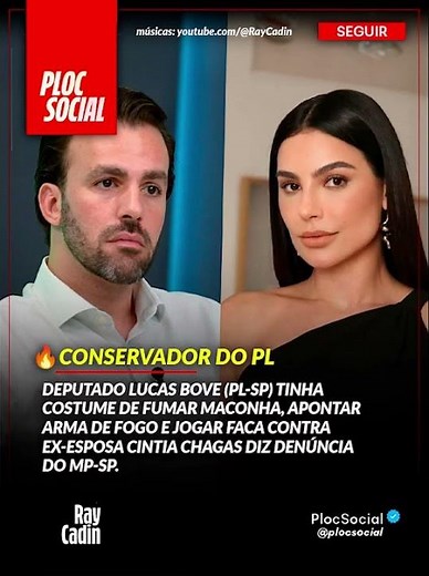 Deputado do PL Lucas Bove é acusado de apontar 4rma e jogar faca na ex-esposa Cintia Chagas